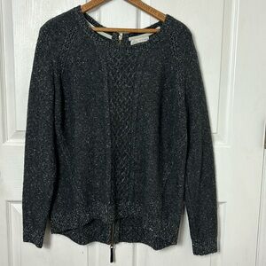 NEW NWT HINGE gray speckled cable knit sweater size MEDIUM viscose wool blend